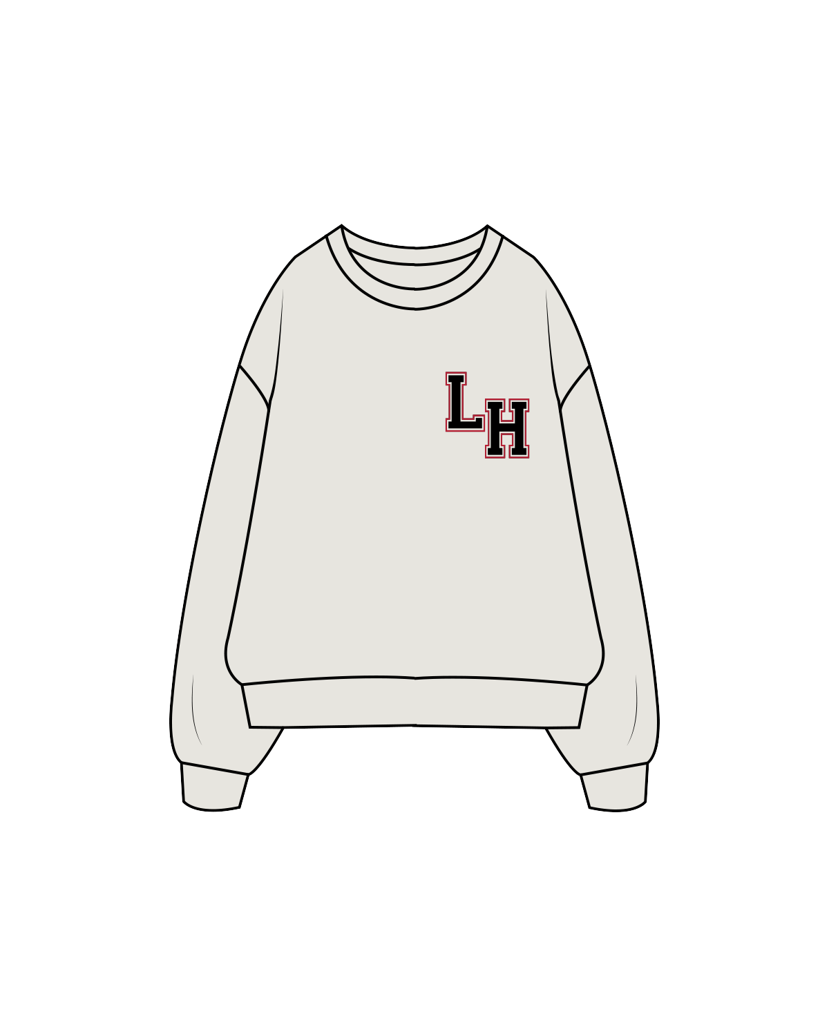The Womens Crewneck - Washed Bone - Lagree House - Left Chest / Back - Full Color