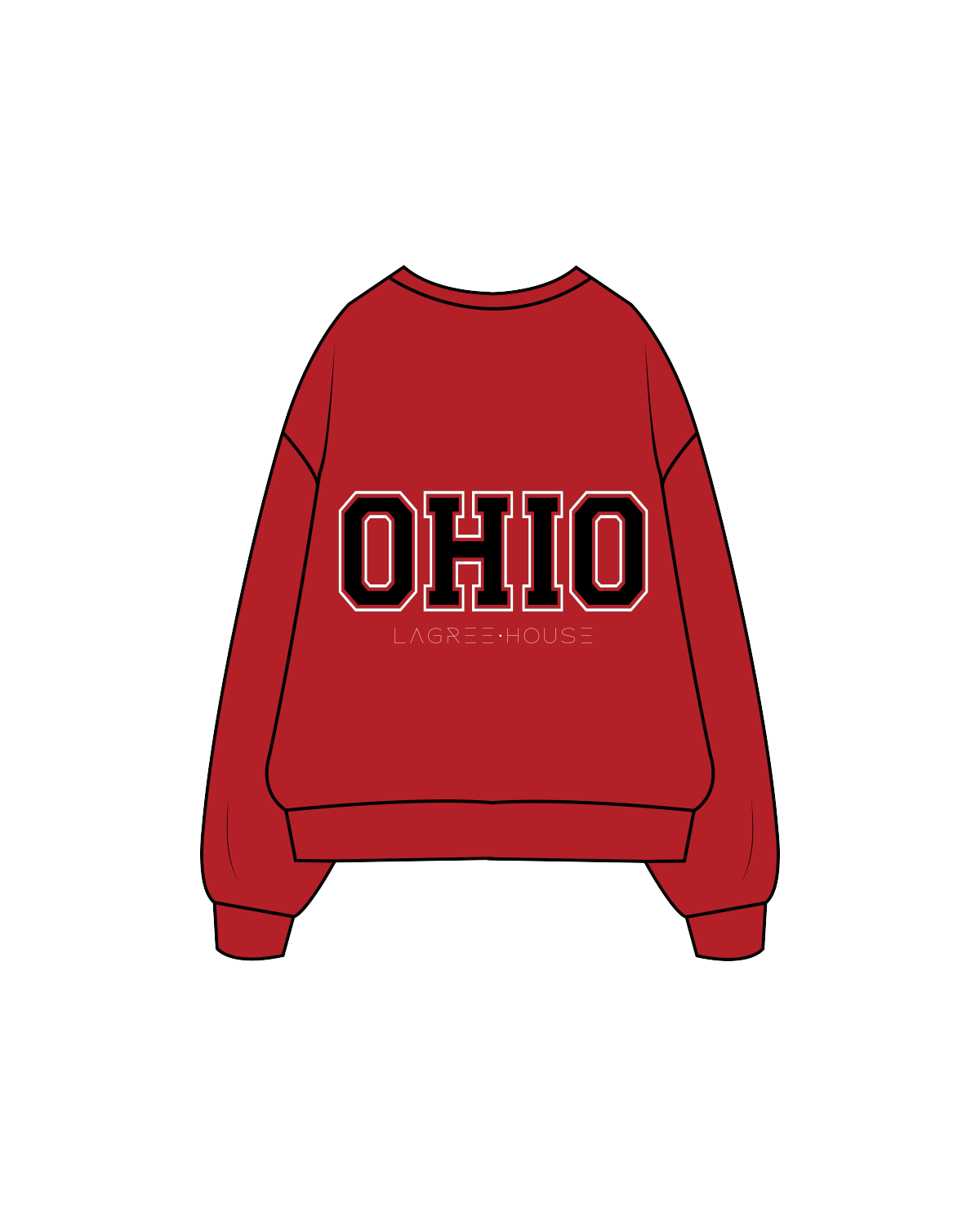 The Classic Crewneck - Red - Lagree House - Left Chest / Back - Full Color