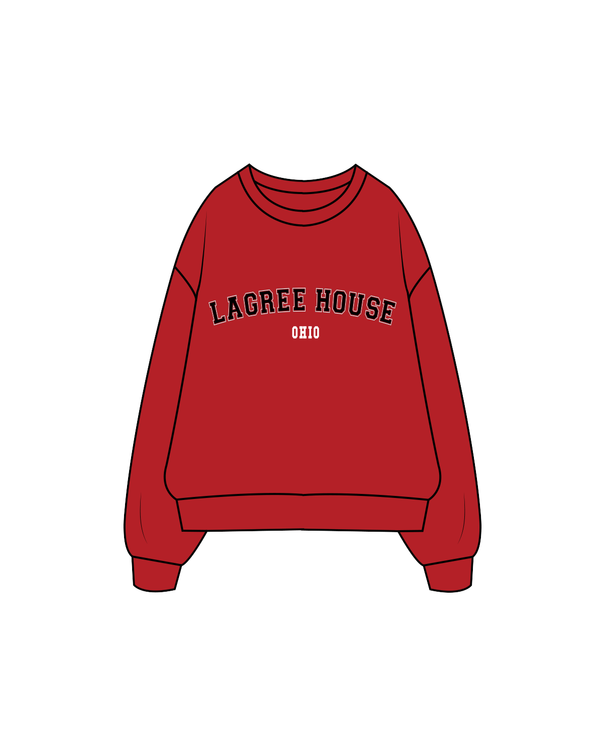 The Classic Crewneck - Red - Lagree House - Center / Back - Full Color
