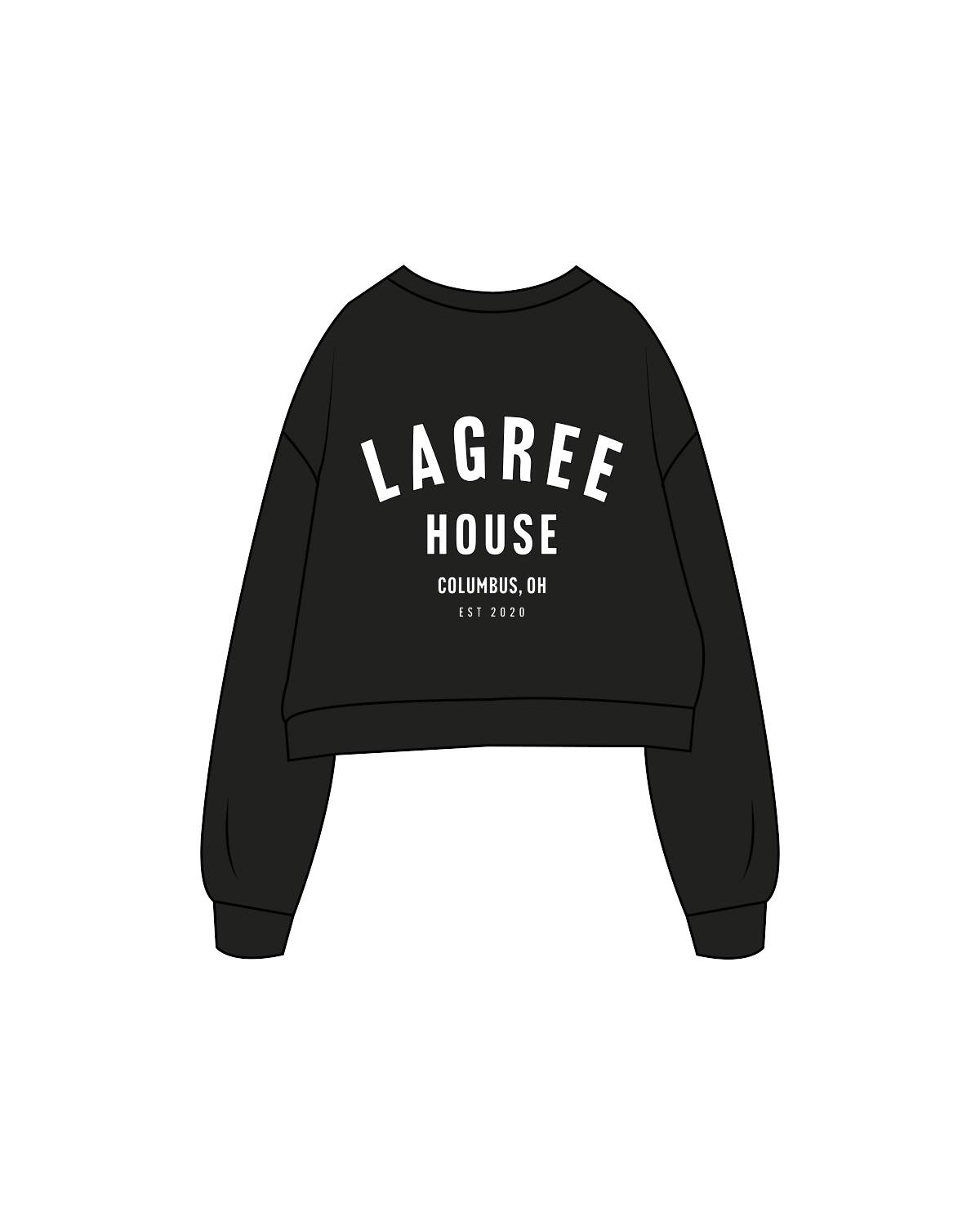 The Oversized Crop - Black - Lagree House - Left Chest / Back - Full Color