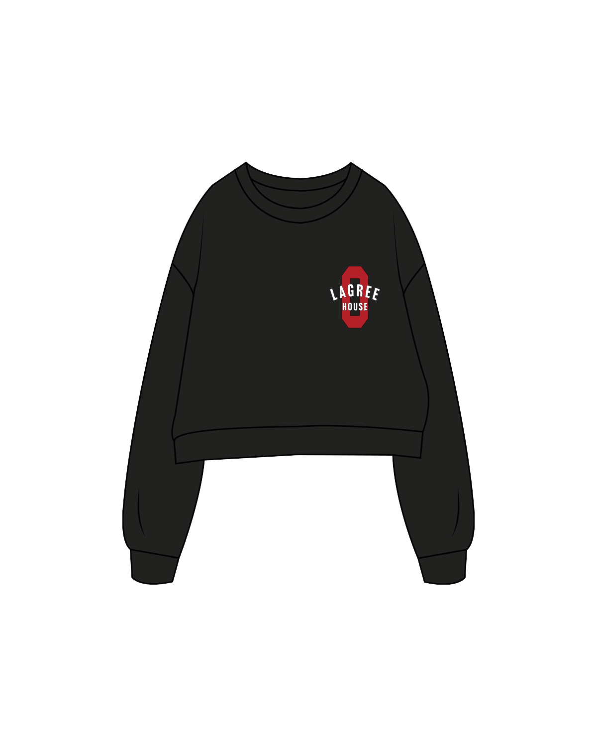 The Oversized Crop - Black - Lagree House - Left Chest / Back - Full Color