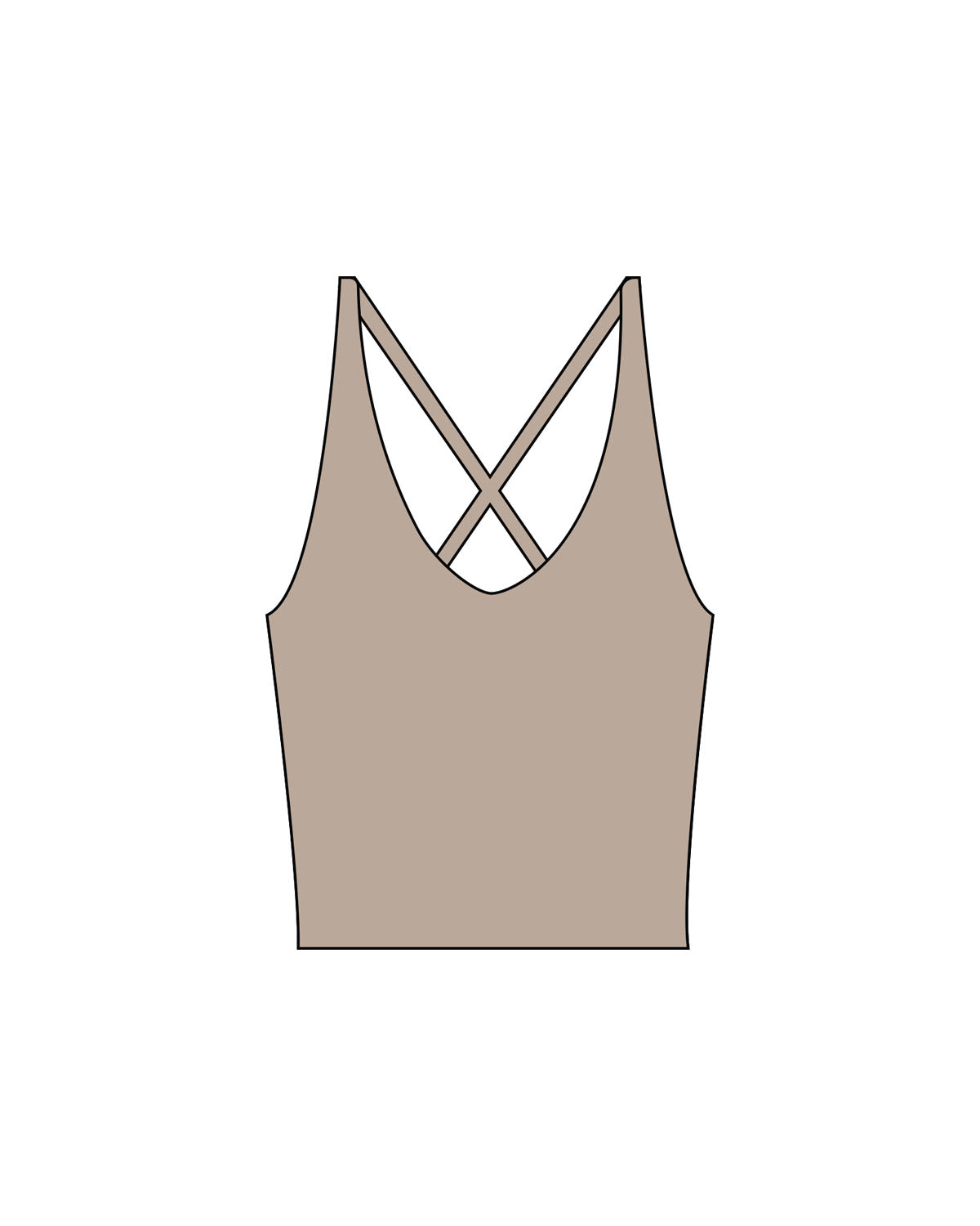 The Sporty Strappy Tank - Light Brown - Haus of Fitness - Center Back - Printed - Black