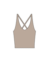 The Sporty Strappy Tank - Light Brown - Haus of Fitness - Center Back - Printed - Black