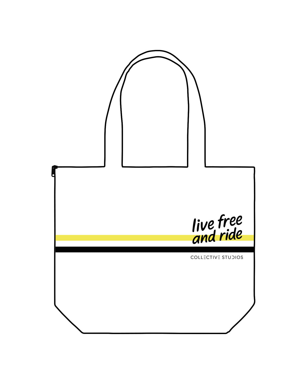 The Zipper Tote Bag - White - Collective Studios - Center - Full Back - Printed - Full Color
