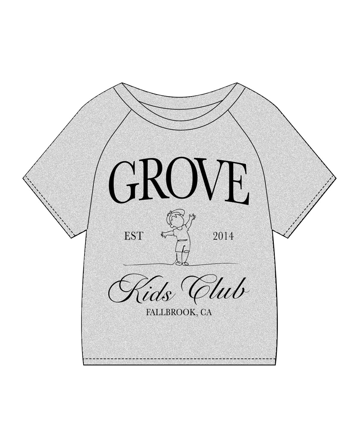 The Kids Tee - Heather - Grove Pilates - Center Chest Stacked - Black