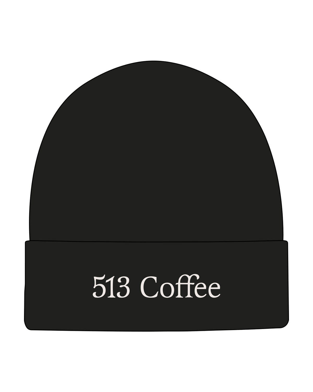 The Beanie - Black - 513 Coffee - Brim - "513 Coffee" Logo - Embroidered - Natural