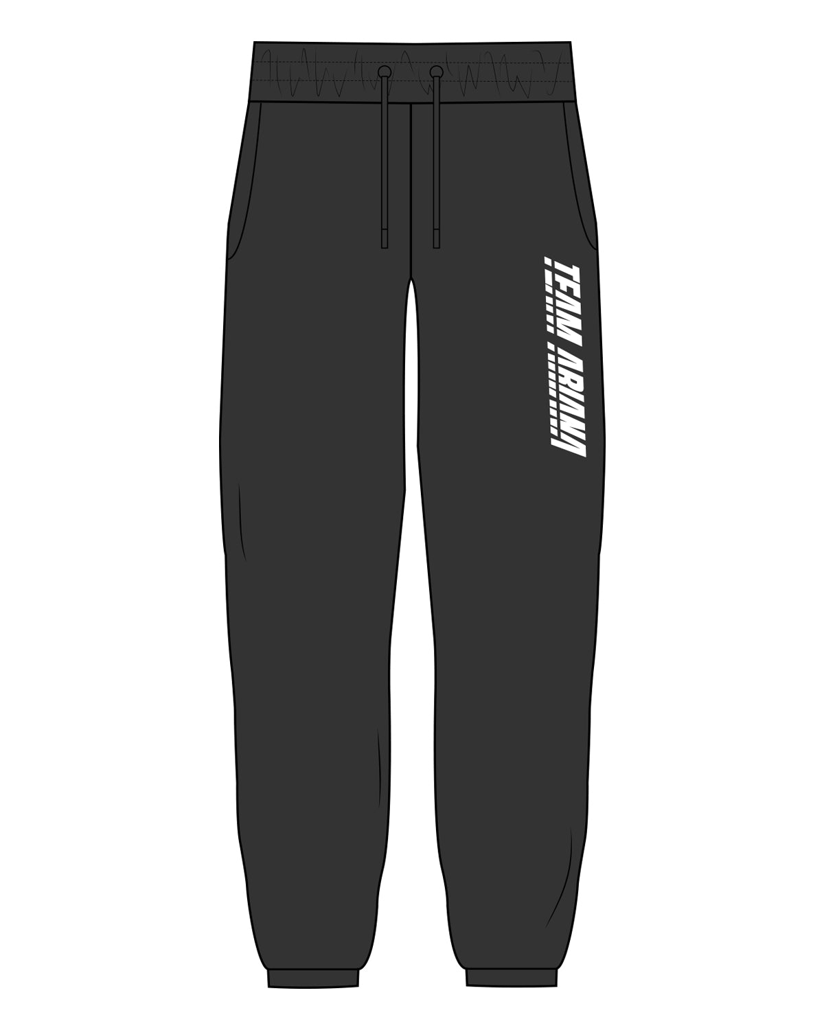 The Mens Sweatpants - Washed Black - Ariana - Left Leg Pocket " Vertical" - White