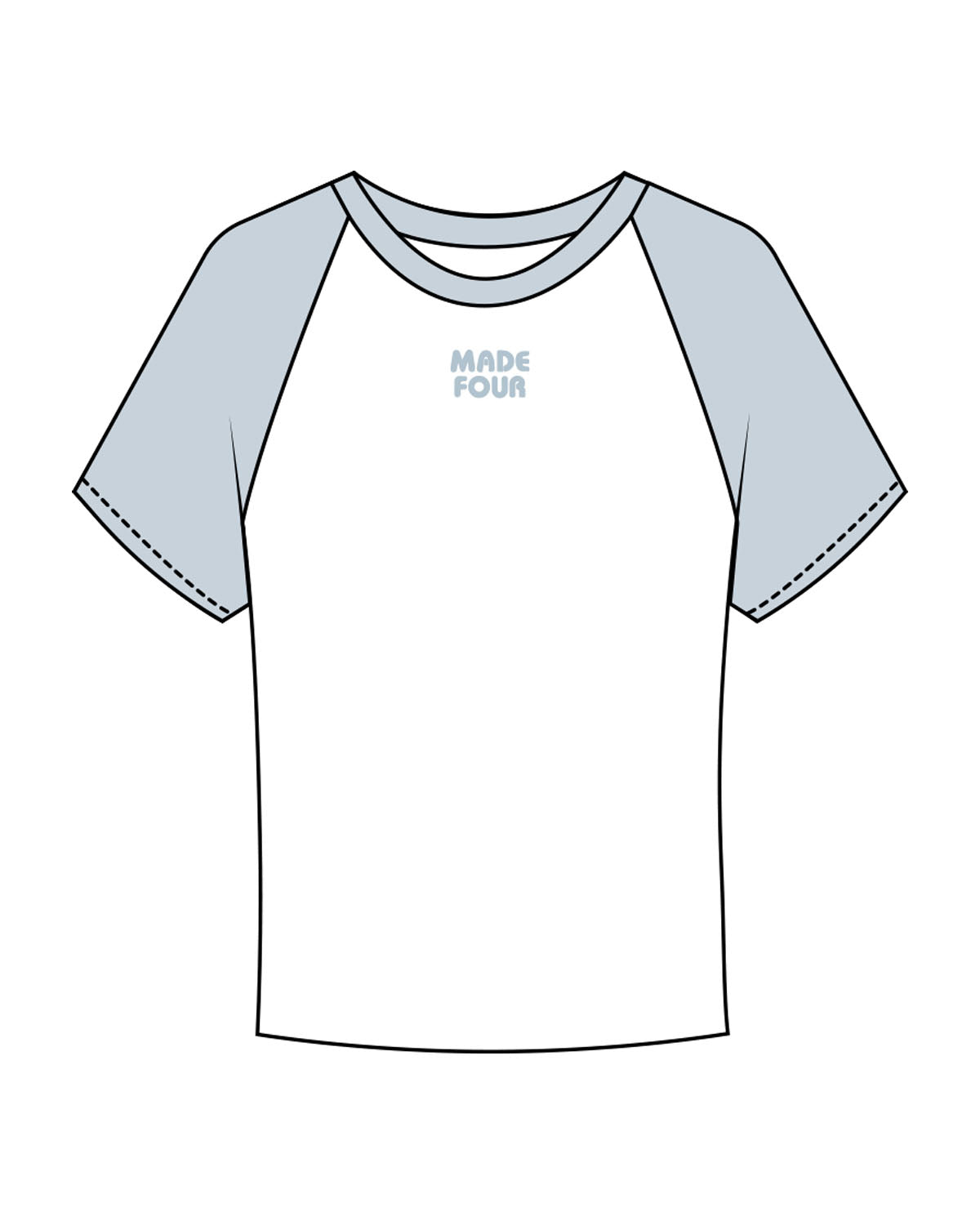 The Micro Rib Baby Tee - White / Baby Blue - M4Lagree - Center Chest - Printed - Baby Blue