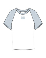 The Micro Rib Baby Tee - White / Baby Blue - M4Lagree - Center Chest - Printed - Baby Blue
