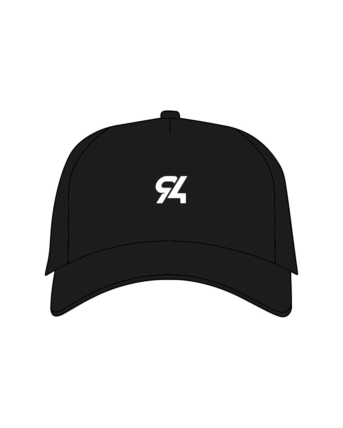 The Canvas Cap - Black - NinetyFour - Center Crown - Embroidered - White