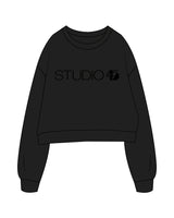 The Oversized Crop - Black - Studio 45 - Center Chest - Tone on Tone