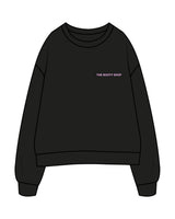 The Mens Crewneck - Black - The Booty Shop - Left Chest & Center Back Stacked - Pink