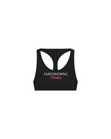 The Racer Bra - Black -  Empowering Pilates - Center Chest & Center Back - Printed - Full Color