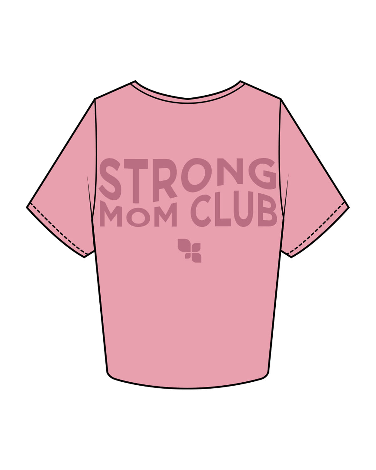 The Crop Tee - Bubblegum - F4Mom-TriValley - Center Chest Stacked & Center Back Stacked - Printed - Tone on Tone