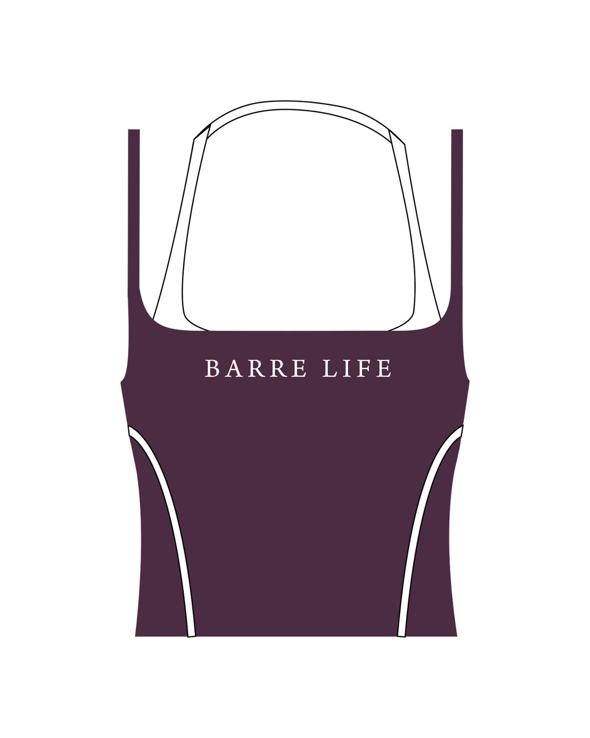 The Piped Tank - Purple - Barre Life - Center Chest - Printed - White