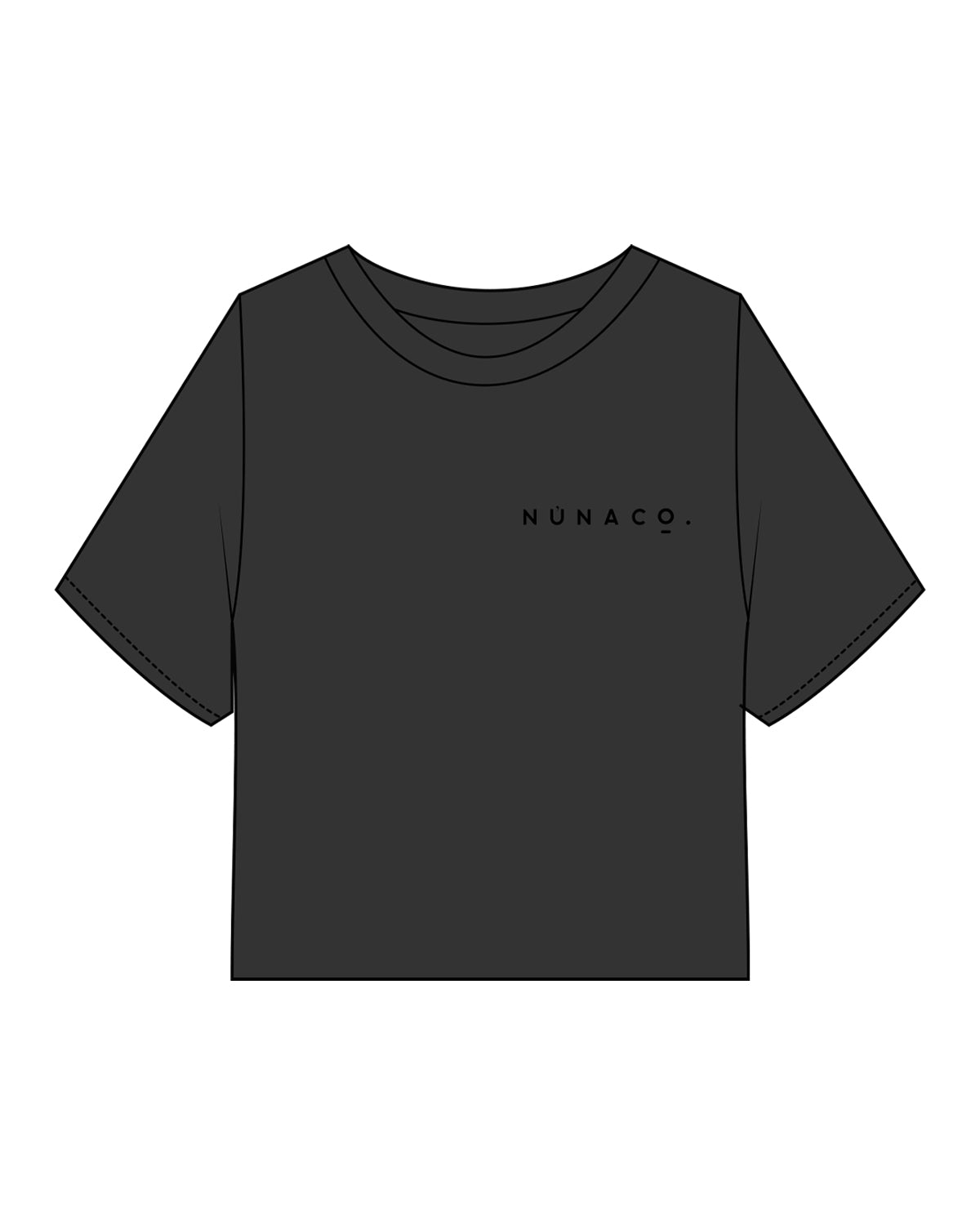 The Heavyweight Crop Tee - Washed Black - Nuna Collective - Left Chest - Black