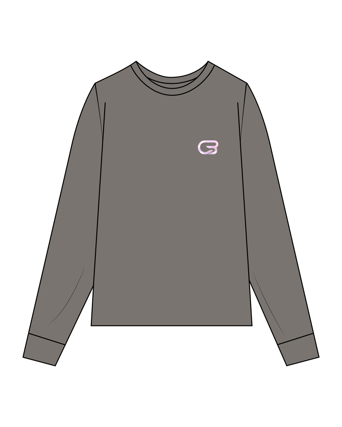The Womens Heavyweight Long Sleeve - Washed Gray - Cyclebar - Left Chest & Center Back - Full Color