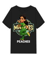 The Mens Heavyweight Tee - Black - Macros - Front Image "PEACHES" - Printed - Full Color