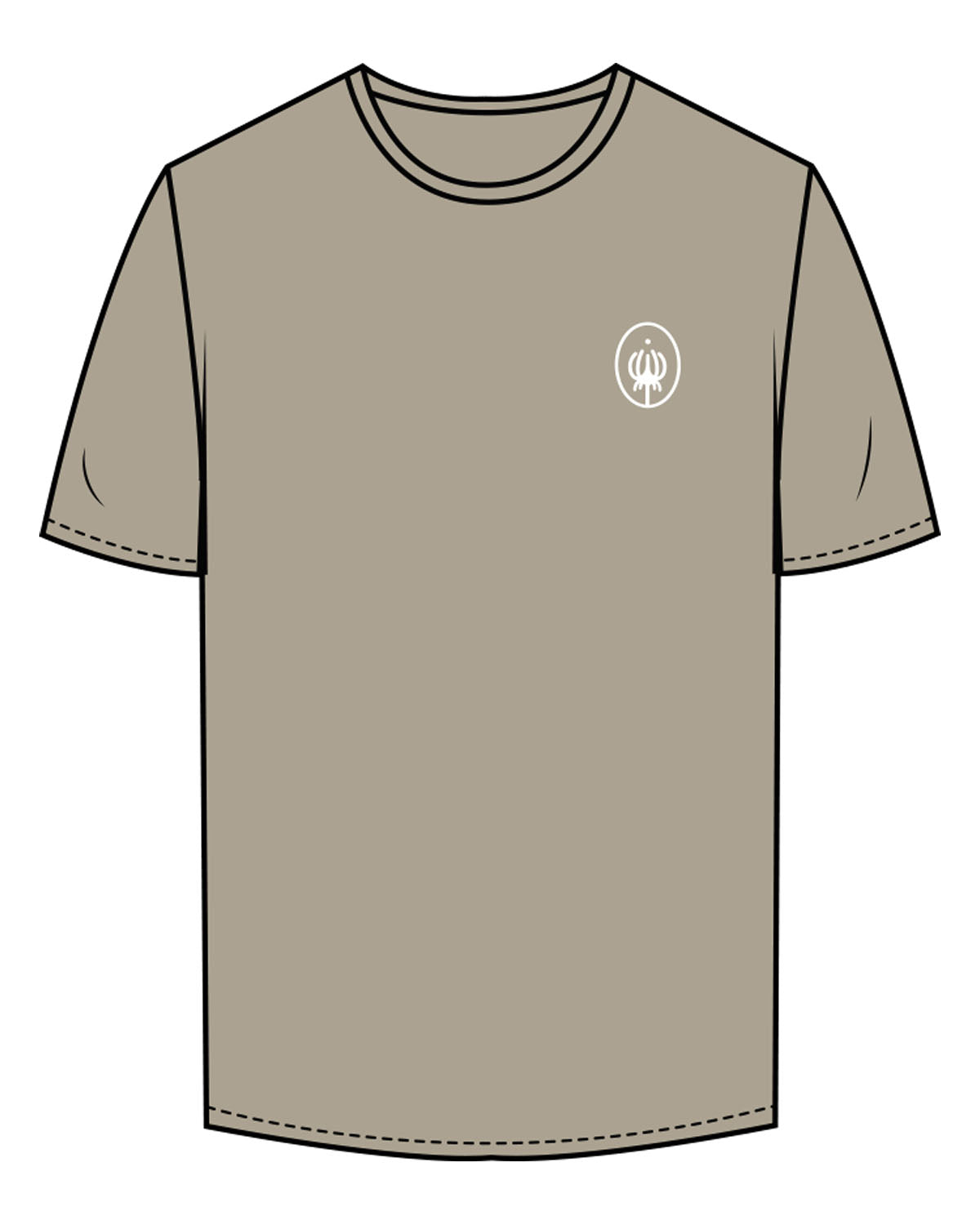 The Mens Tee - Eucalyptus - Wellnest - Left Chest Oval & Full Back Text Stacked - Printed - White