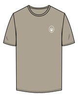 The Mens Tee - Eucalyptus - Wellnest - Left Chest Oval & Full Back Text Stacked - Printed - White