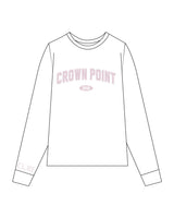 The Womens Long Sleeve - White - Core Crown Point - Chest- Printed - Pink