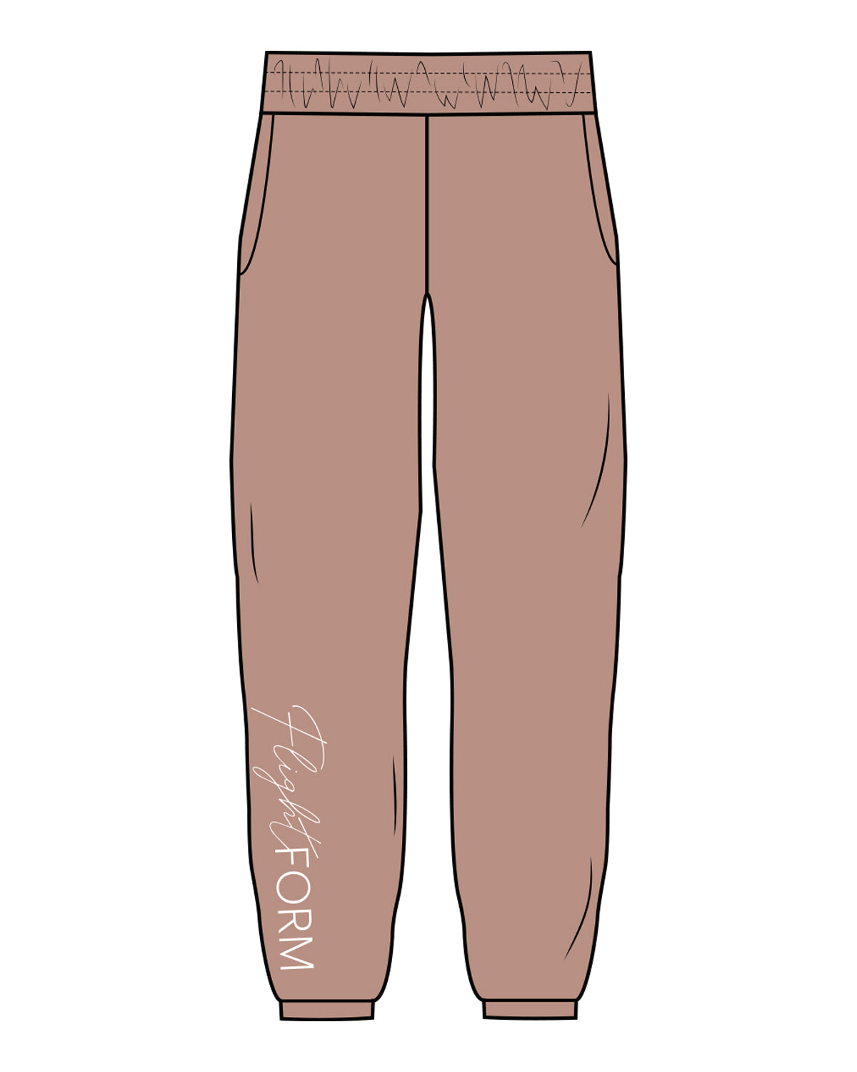 The Womens Sweatpants - Clay - Flightform - Right Leg Sleeve - White