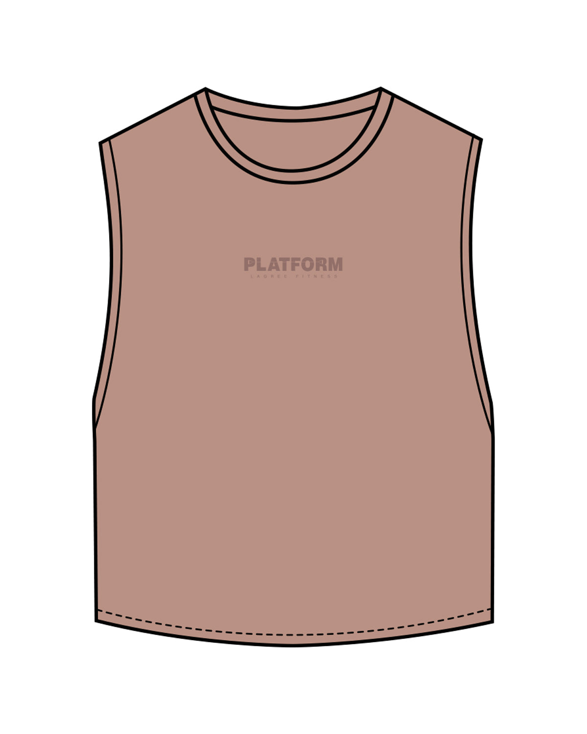 The Crop Muscle Tank - Clay - Platform - Center Chest & Back Stacked - Tone on Tone