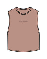 The Crop Muscle Tank - Clay - Platform - Center Chest & Back Stacked - Tone on Tone