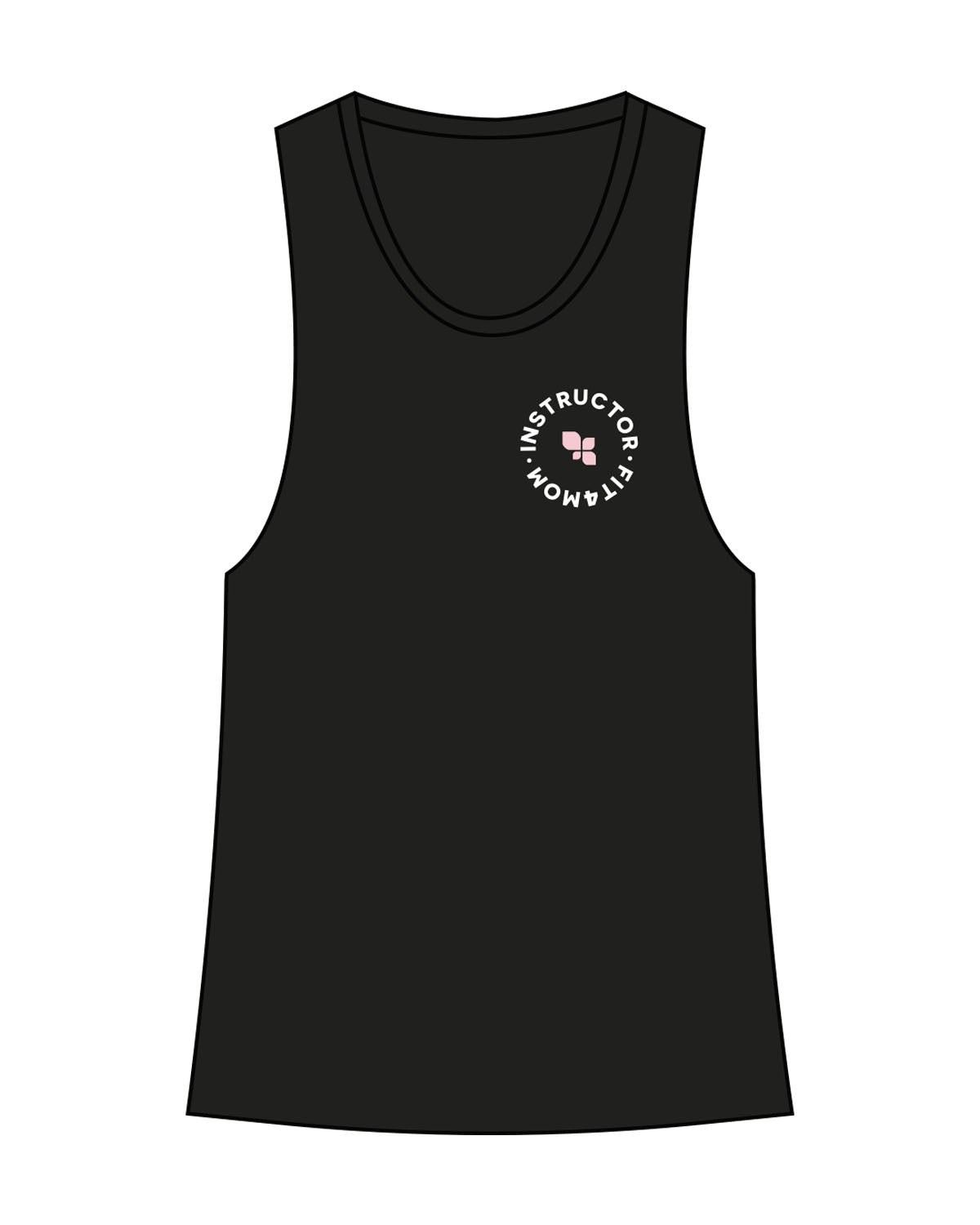 The Womens Racerback Tank - Black - F4Mom-TriValley - Left Chest & Back Center Spine " INSTRUCTOR " - Printed - Full Color