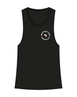 The Womens Racerback Tank - Black - F4Mom-TriValley - Left Chest & Back Center Spine " INSTRUCTOR " - Printed - Full Color