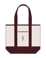 The Contrast Tote Bag - Natural / Maroon - Revel Method - Center Body - Printed - Maroon