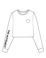 The Crop Long Sleeve - White - The Mvmt by Amanda - Right Sleeve & Left Chest - Black