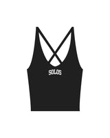 The Sporty Strappy Tank - Black - Solos Pilates - Center Chest - Printed - White
