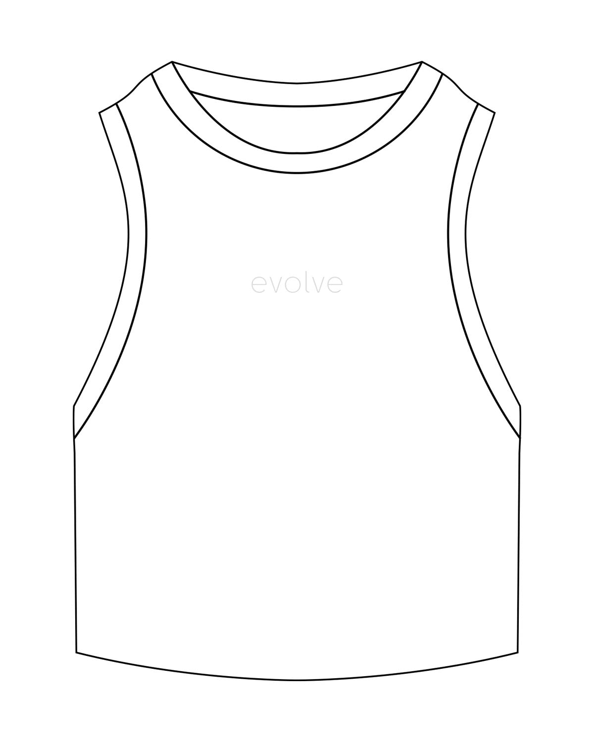 The Ribbed Crop Tank - White - Evolve Modern - Center Chesst - Embroidered - Tone on Tone