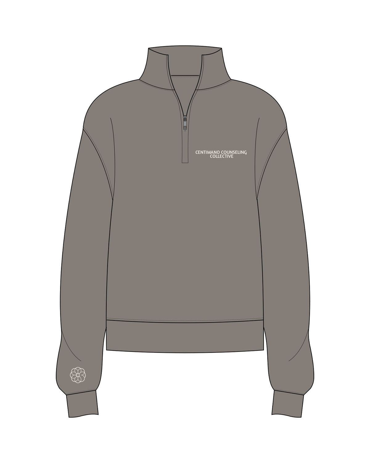 The Mens 1/4 Zip - Washed Gray - Centimano Counseling - Left Chest & Right Wrist - Embroidered - Off White