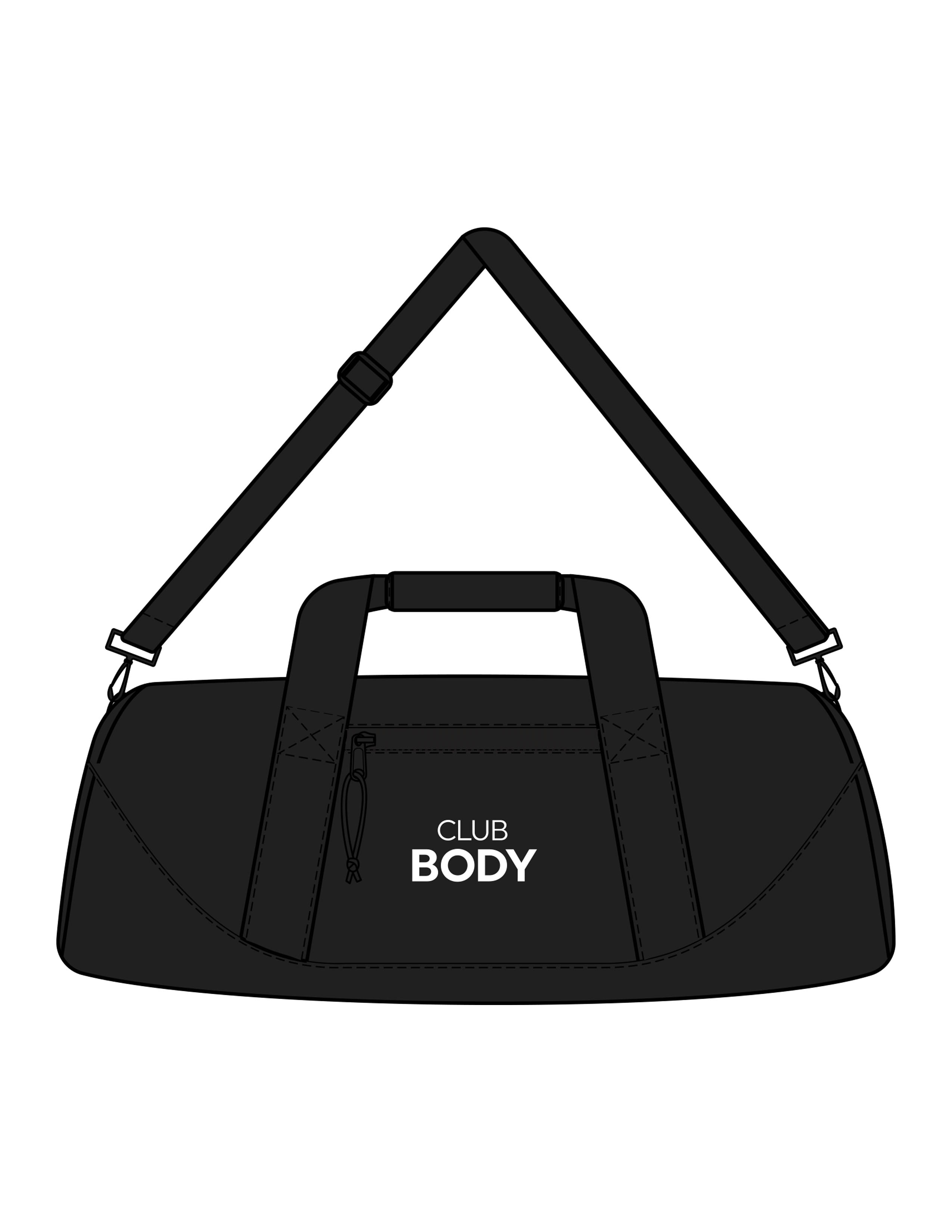 The Gym Duffel - Black - Club Body - Front & Back Center Body - Printed - White