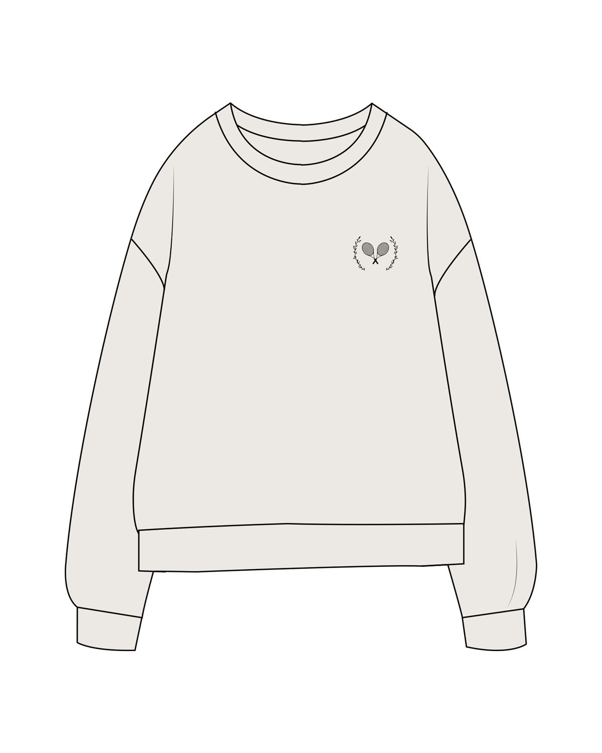 The Womens Crewneck - Bone - Reds 2 - Left Chest Embroidered - Back Stacked Printed - Black