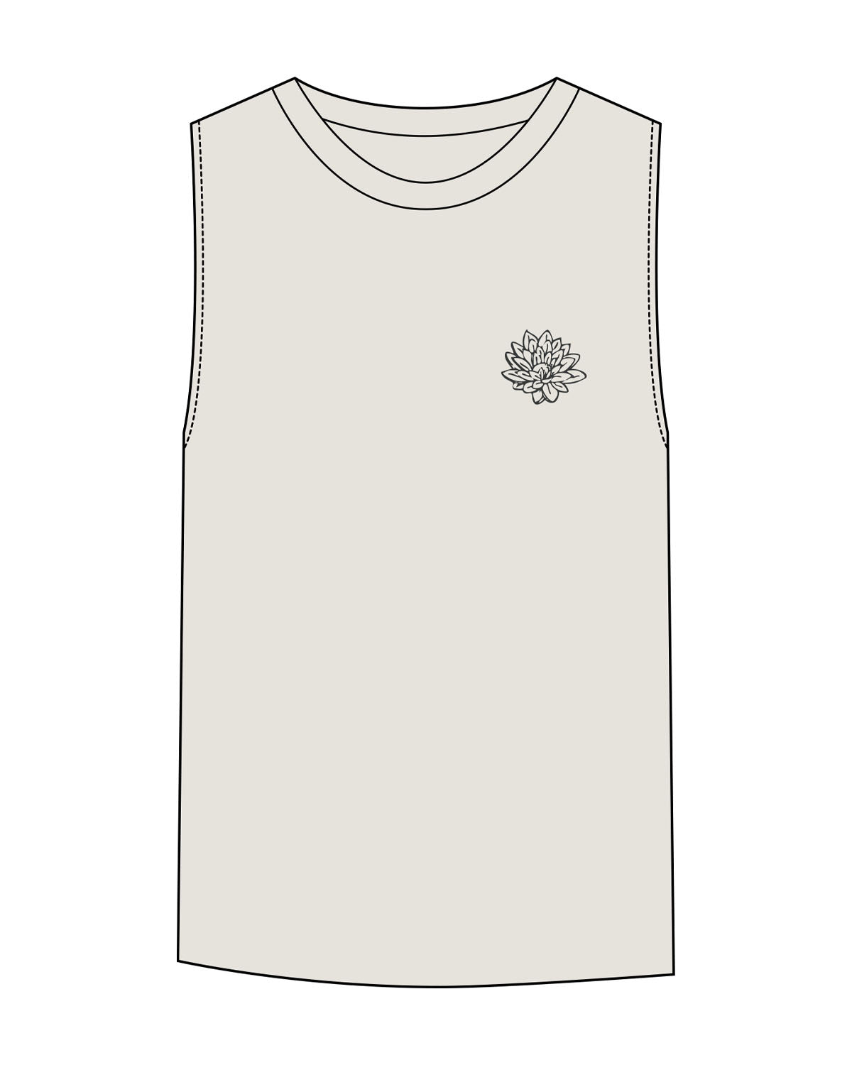 The Womens Heavyweight Tank - Washed Bone - Balanced Self - Left Chest & Center Back - Printed Full Color