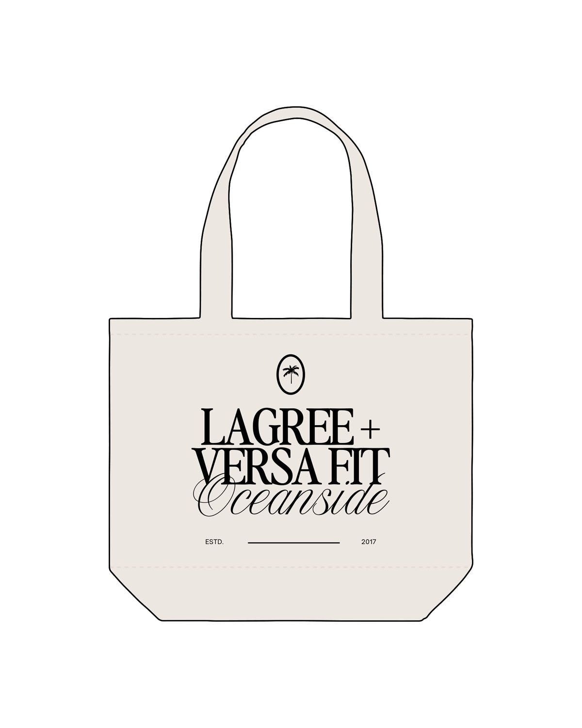The Tote Bag - Natural - Lagree Versa - Center Body Stacked "Oceanside" - Printed - Black
