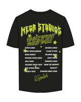 The Womens Heavyweight Tee - Washed Black - Mega NJ - Back Stacked - Printed - Full Color