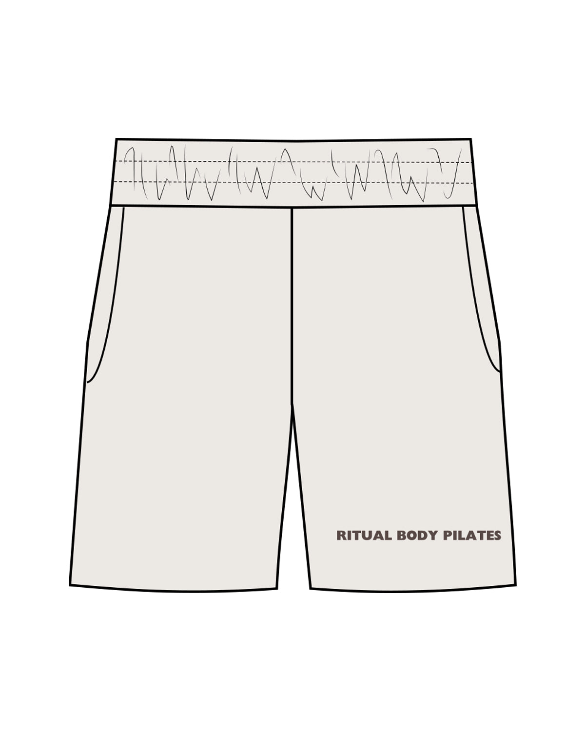 The Mens Sweat Shorts - Bone - Ritual Body - Left Leg Sleeve - Brown