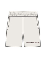 The Mens Sweat Shorts - Bone - Ritual Body - Left Leg Sleeve - Brown