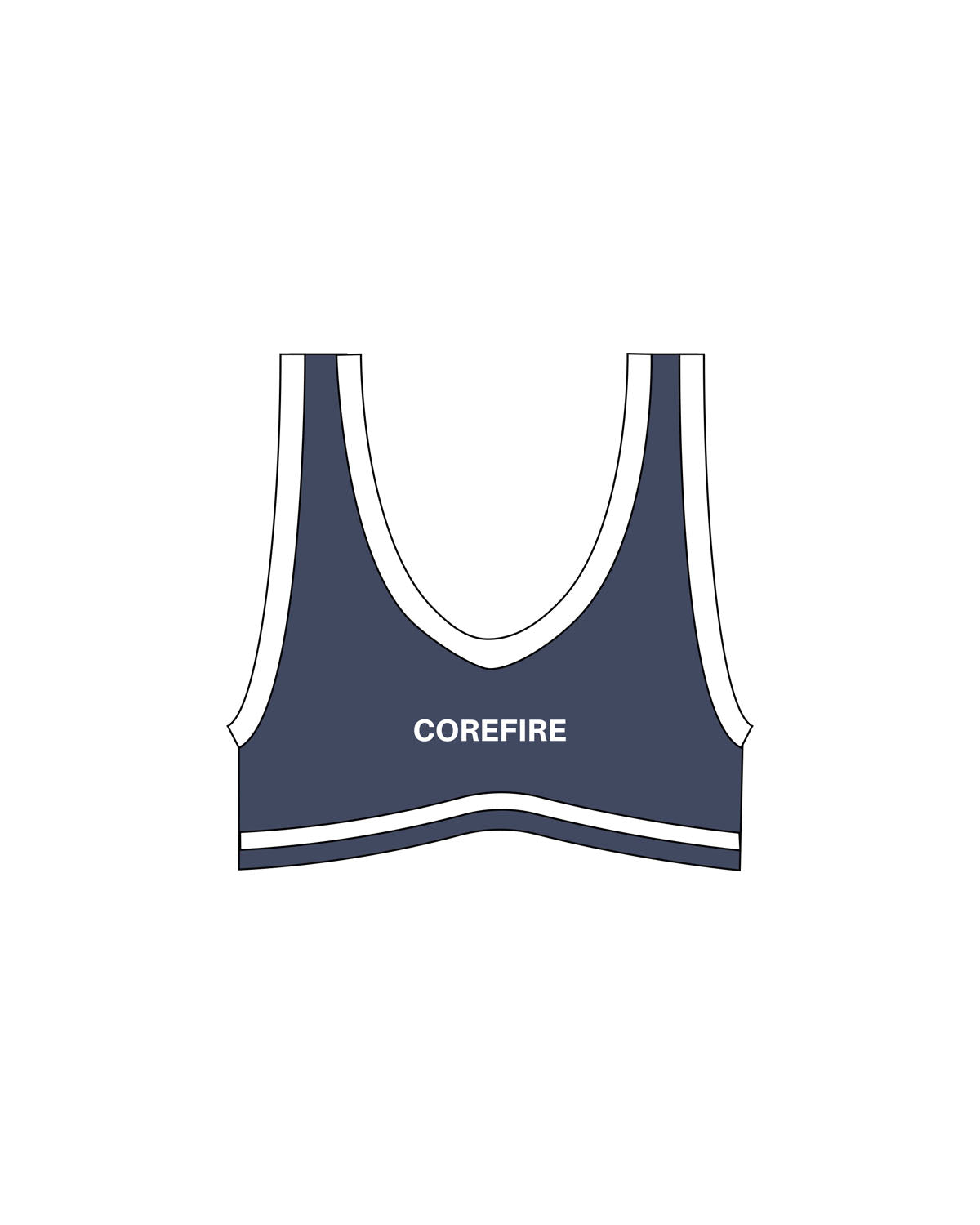 The Piped Bra - Navy - Corefire - Center Chest "COREFIRE" - Printed - White