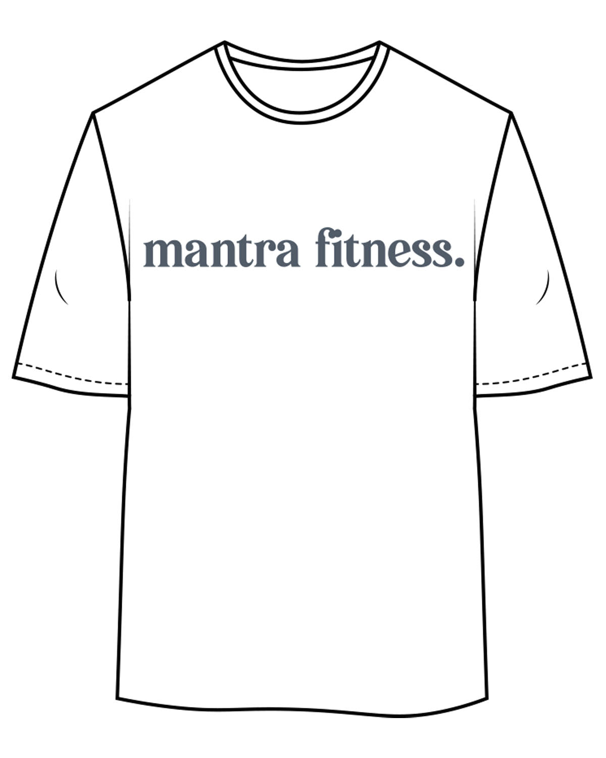 The Womens Oversized Tee - White - Mantra - Center Chest Stacked & Back Center Neckline - Blue