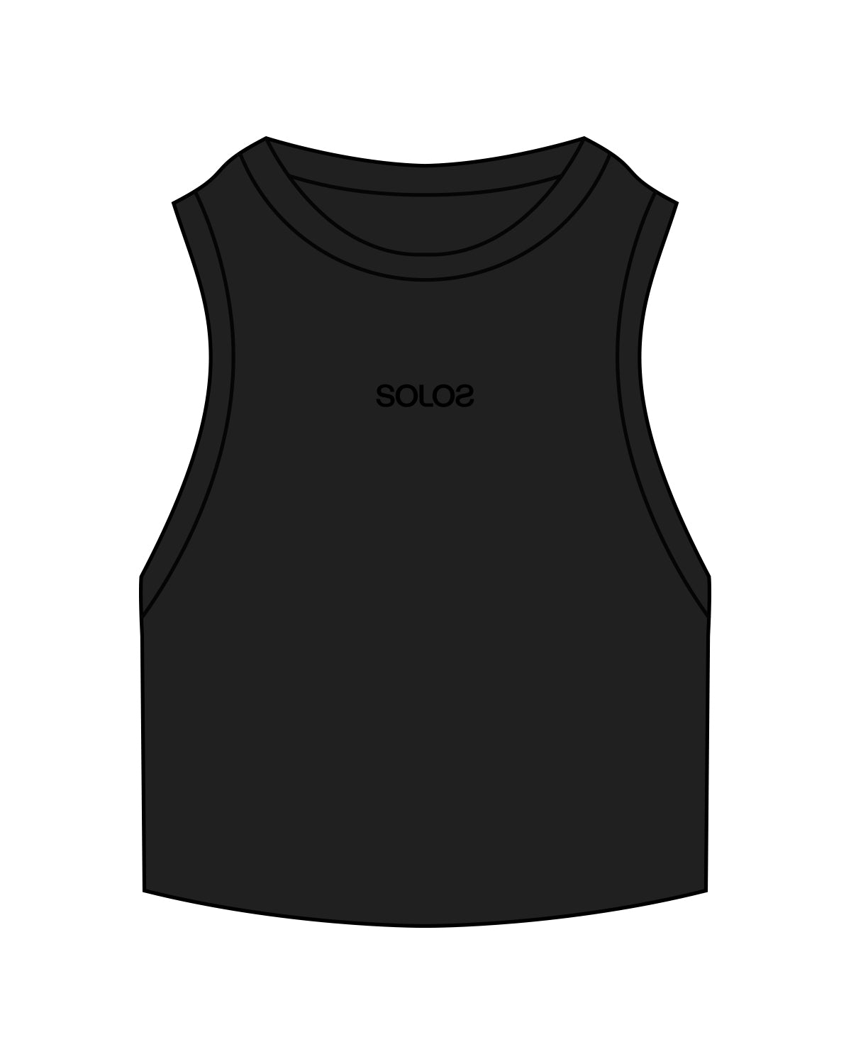 The Ribbed Crop Tank - Black - Solos Pilates - Center Chest - Embroidered - Tone on Tone