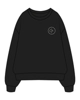The Mens Crewneck - Black - Collective Studios - Left Chest & Back Stacked - White
