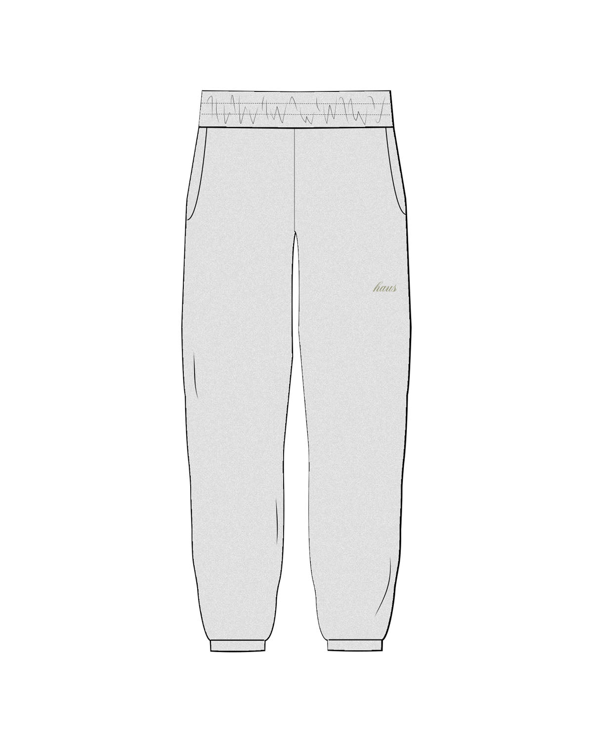 The Womens Sweatpants - Heather - Haus of Wellness - Left Leg - Embroidered - Sage