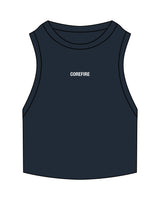 The Ribbed Crop Tank - Navy - Corefire - Center Chest - Embroidered - White