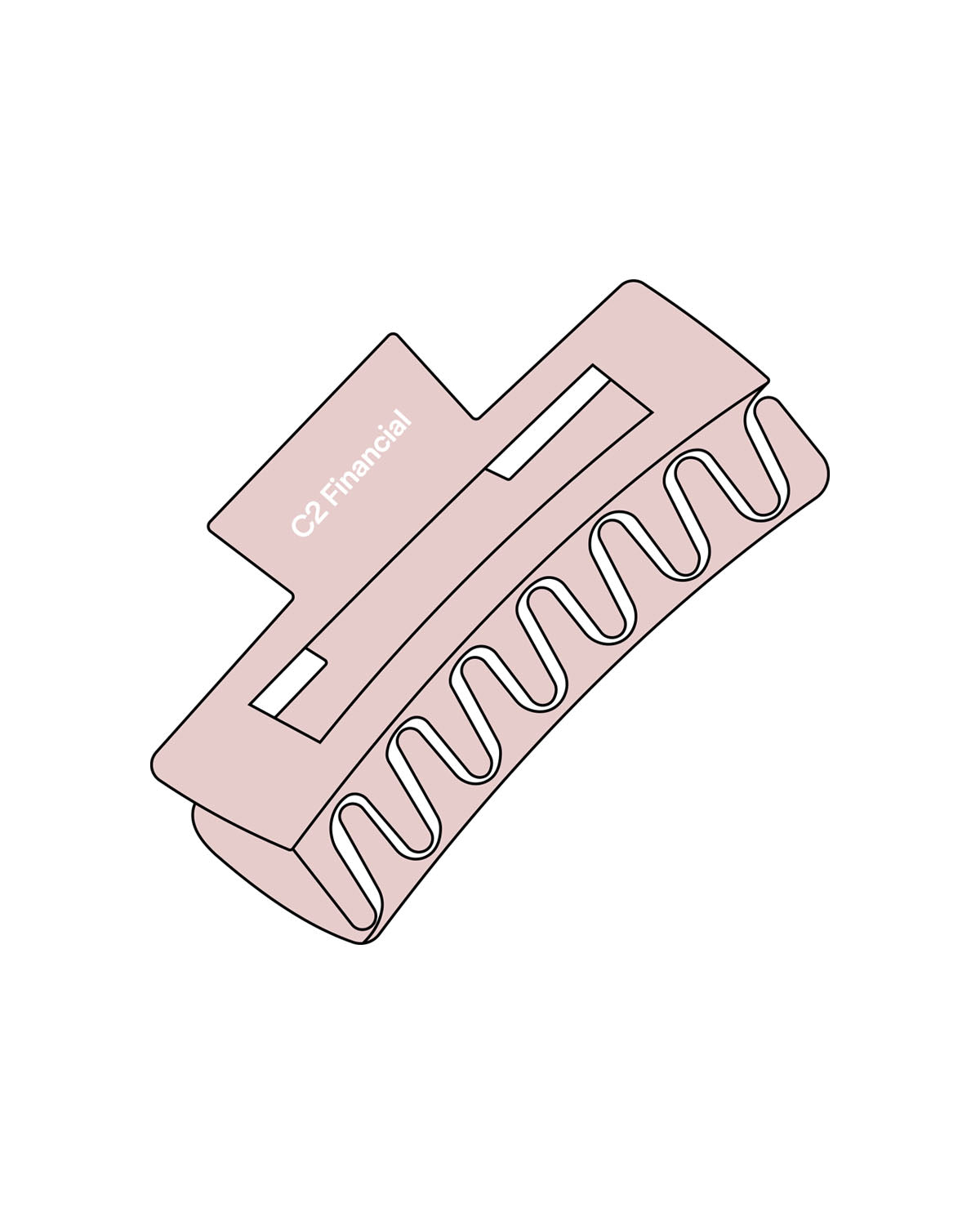 The Claw Hair Clip - Rose - C2 Financial -  Center - Handle Clip - Icon -Text - Printed - White