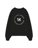 The Mens Crewneck - Black - Fit 5 - Left Chest & Center Back Logo - Printed - White